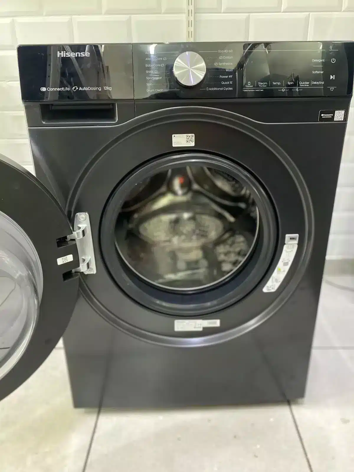 Hisense 12Kg Smart Front Load Washing Machine with Inverter - Premium Black - Image 3