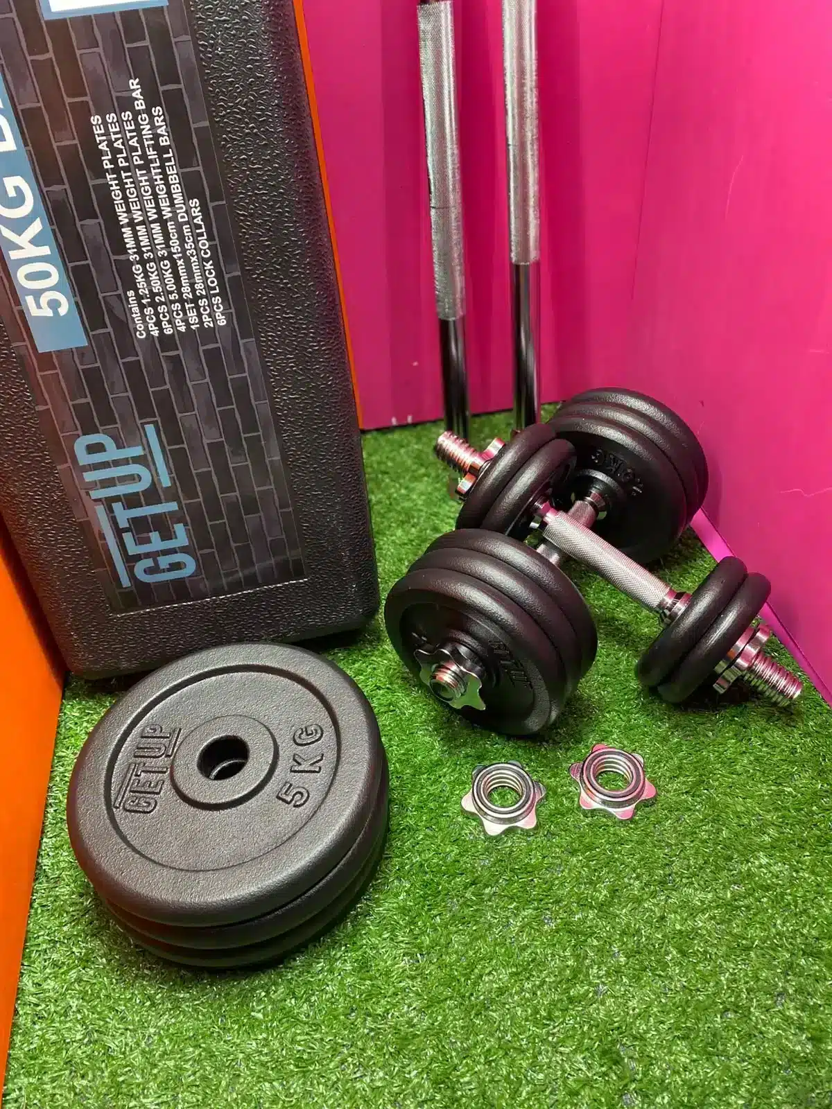 50kg Adjustable Cast Iron Barbell and Dumbbell Weight Set - Image 6