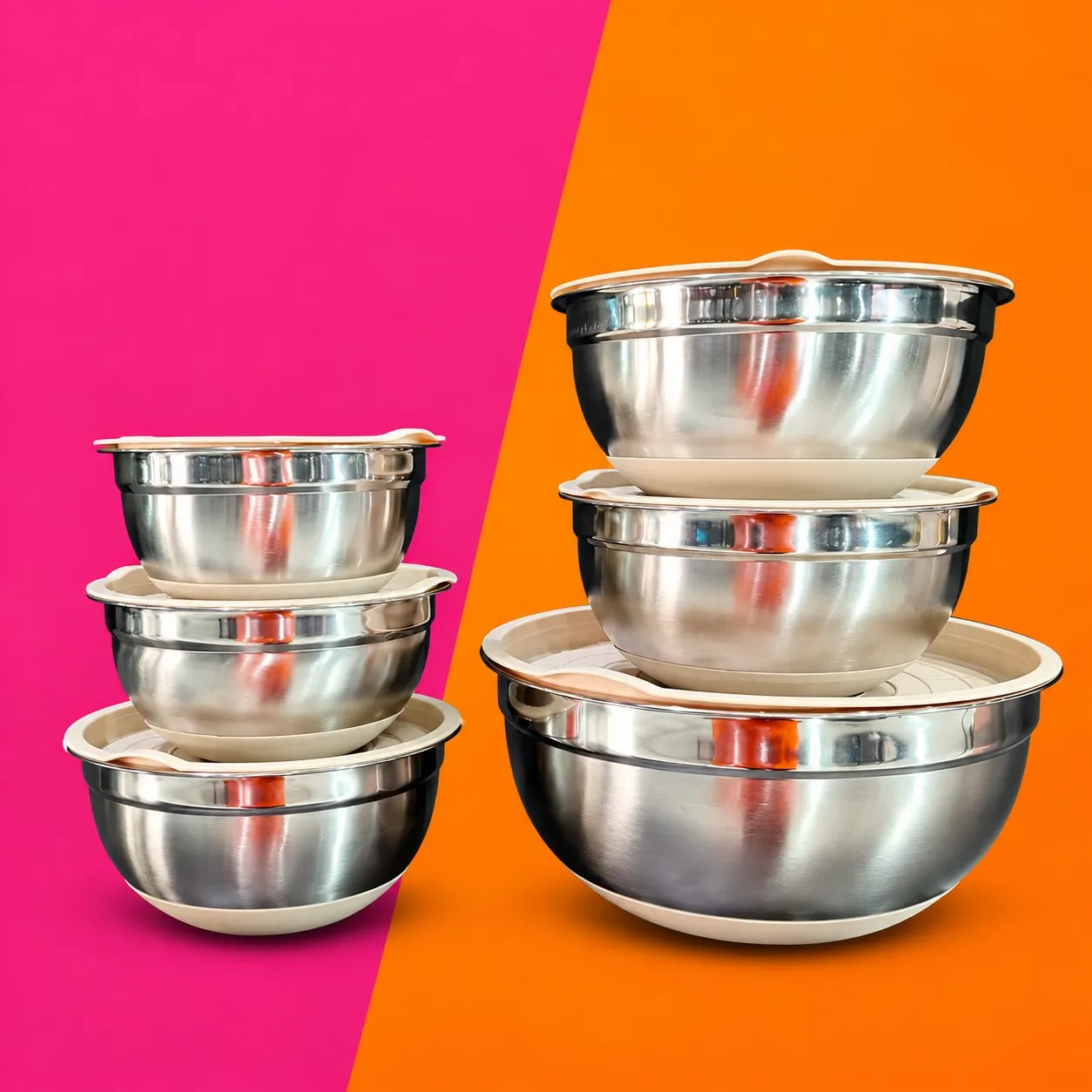 multifunctional stainless steel nesting mixing bowl set